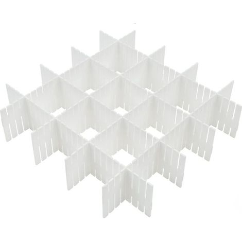 Ensemble de 16 séparateurs de tiroirs, 32 x 7 cm – Modulaire, découpable, boîte de rangement ajustable (1/5)
