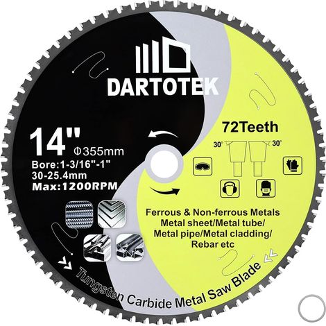 Lame Scie Circulaire 355 mm x 30/25,4mm Disque Découpe Métal TCT Disque Tronconner pour Fer, Nickel, Titane, Métaux Ferreux, 72 Dents en Carbure de Tungstène (1/5)
