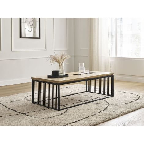 BOBOCHIC - Table basse rectangulaire 120 cm MARTIN bois massif de manguier et métal (1/5)