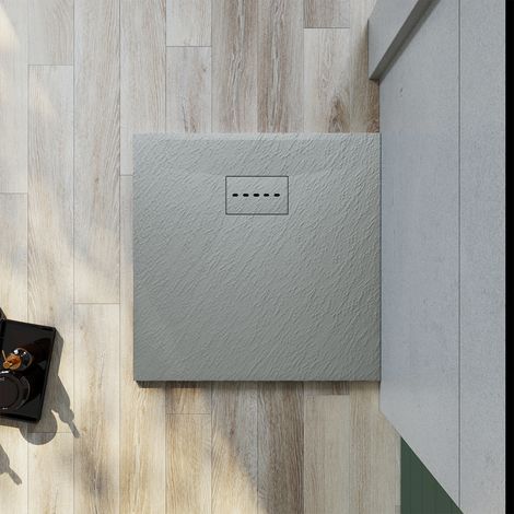 SONNI Receveur de douche design gris Receveur de douche plat en SMC Super plat 80x80cm, antidérapant (1/5)