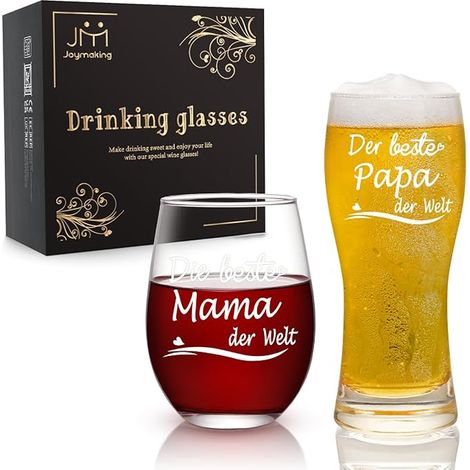 Lot de verres à vin et verres à bière avec gravure (1/4)