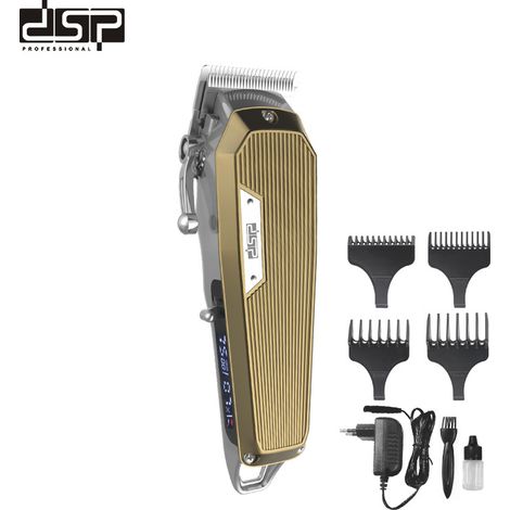 Tondeuse à cheveux électrique professionnelle (Rechargeable USB, couleur or) pour cheveux frisés (1/4)