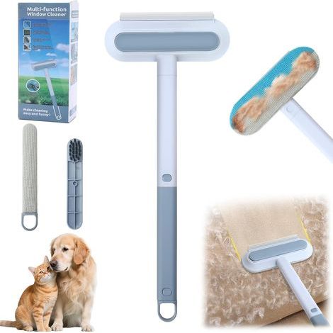Multifunctional Pet Hair Remover,4-in-1 Multifunctional Hair Removal Brush,Brosse à Poils Animaux avec Tige Extension Réglable,Amovible Brosse de Nettoyage Multifonctionnelle pour Canapé,Voiture,Glass