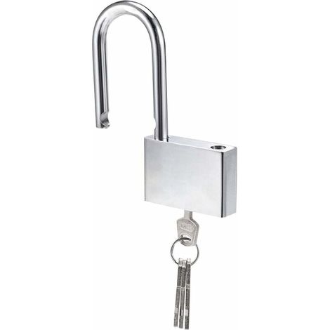 DEESSE SHOP - Cadenas 40 mm Cadenas 4 clés, boîtier en acier trempé, diamètre de l'anse longue 6,5 mm, cadenas extérieur étanche pour casier, garage, clôture, jardin (1/5)
