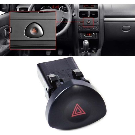 Bouton Warning Clio 2 Feux de Détresse Bouton d'avertissement pour Clio MK 2 Noir 8200442723 (1/2)