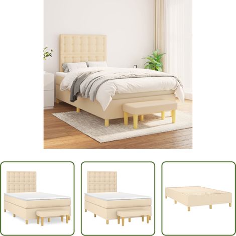 vidaXL Kopfteil - Boxspringbett mit Matratze Creme 120x200 cm Stoff (1/5)