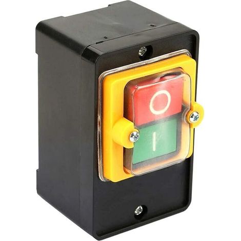 Interruttore a pulsante di avvio/arresto motore, AC 220V/380V, 10A, interruttore on/off impermeabile, due pulsanti con staffa per scatola antipolvere (1/4)