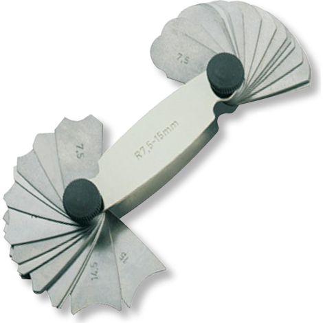 Radienschablonen Stahlblättchen rostfreier Stahl 15,5-25,0mm (15)
