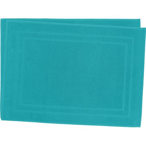 Lot de 2 Tapis de Bain 50 x 70 cm - 100% Coton - 700 gr/m2 - Bleu turquoise (1/3)