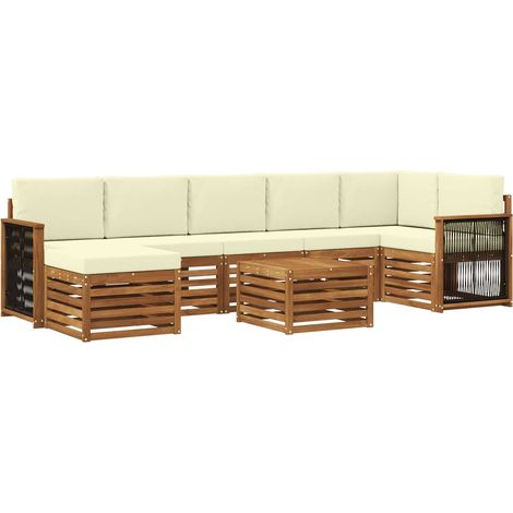 Outdoor Sofa Set with Cushion 7 pcs Natural and Cream vidaXL (1/5)