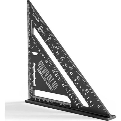 180 mm Equerre Menuisier, Aluminium Regle, équerres de charpentier triangulaire épaissi à 45 90 Degres, haute précision mesure outillage, pour charpentier, couvreur, ingénieur-Crezuo (1/4)