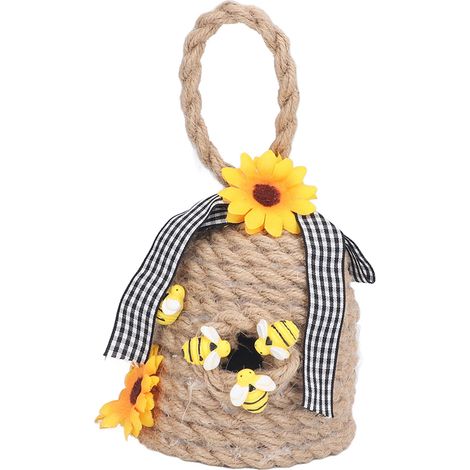 Décoration Ruche Abeille avec Tournesol - Ornement Jardin Suspendu en Plastique pour Extérieur/Bureau (Dôme 10x10x18 cm)