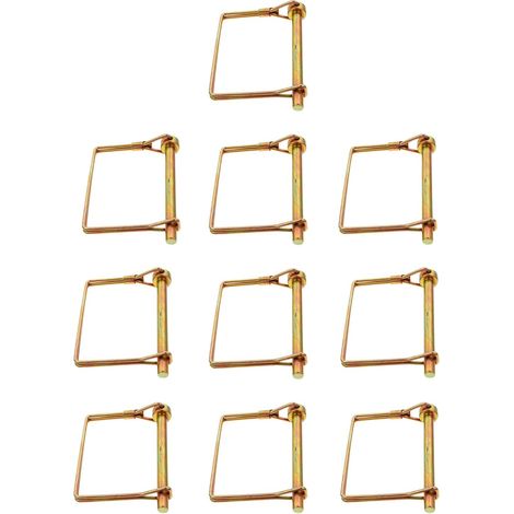 Goupilles de Sécurité Fixation Solide et Sécurisée en Acier Carbone Galvanisé Lot de 10 Couleur Or pour Attelage de Remorque pour Tondeuse et Machine Lourde (1/5)