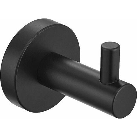 Schwarzer Badezimmerhaken. 2er-Set für Handtücher, Bademäntel, Hüte, exklusives High-End-Badezimmerzubehör aus matt gebürstetem schwarzem Edelstahl. Langlebig. Carivent (1/4)