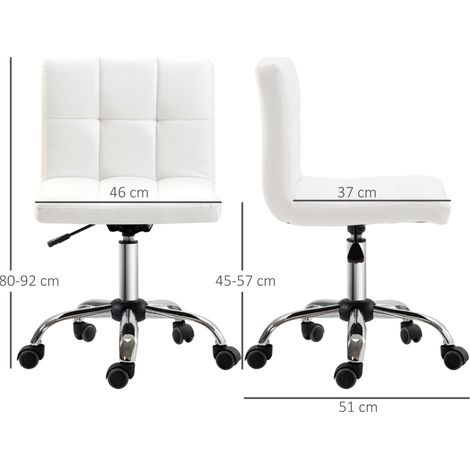 Silla de oficina 45-57 cm blanca en cuero sintético con altura regulable y ruedas silenciosas (1/5)