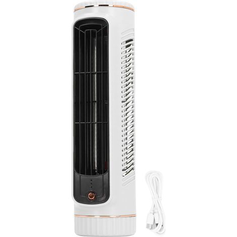 Rechargeable, bladeless desk fan with 3 speeds, quiet operation, white – 26.7 cm, 1200 mAh battery (1/5)