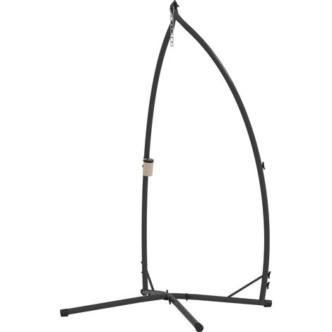 Support de chaise suspendue avec structure en acier, base stable et porte-gobelet pour terrasse, jardin, balcon, noir (1/5)