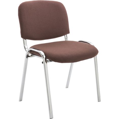 Silla de visitas apilable para zona de espera tela marrón base de 4 patas de metal cromado 100008291