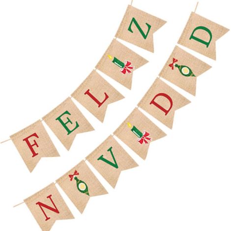 Bannière de Noël Design Spécial Joyeux Noël en Toile de Jute 2 Mètres en Lot de 3 Pièces pour Décoration Festive Intérieure et Extérieure (1/5)