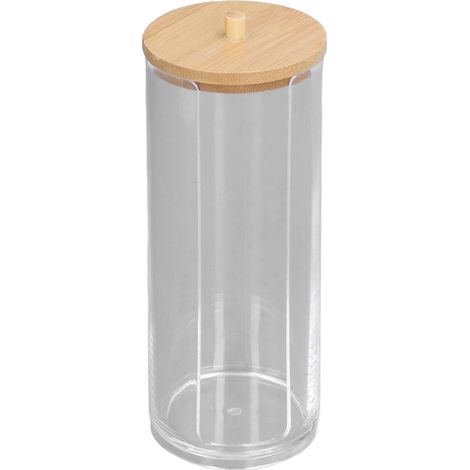 Distributeur de cotons cosmétiques transparents, porte-cotons-tiges, organisateur, boîtes de rangement rondes avec couvercle (1/5)