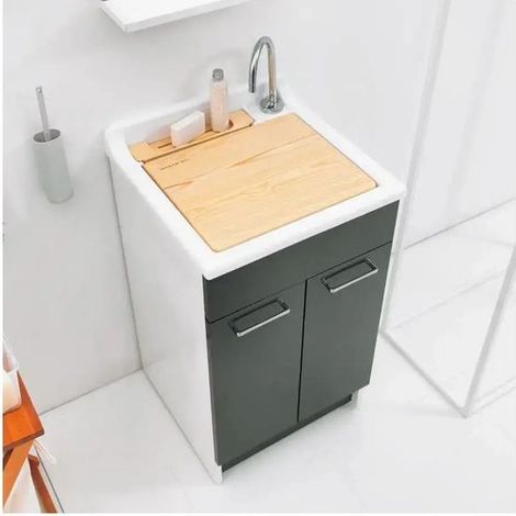 Lavatoio Colavene Swash 2 Ante con Contenitore e Asse Lavapanni 50x50x86 Antracite - 24170H (1/5)