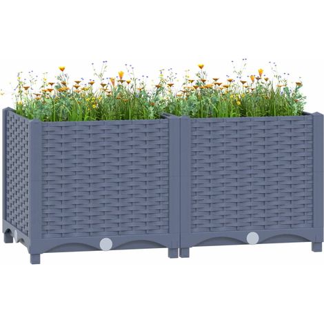 Jardinière de jardin - Balconnière à fleurs Lit surélevé 80x40x38 cm Polypropylène BV632130 - BonneVie (1/5)