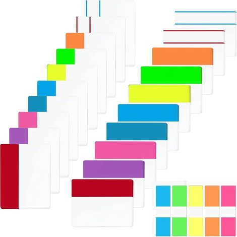500x Haftstreifen Haftnotizen, 21 Sets, 10 Farben Sticky Notes, beschreibbare Markierer, Index Tabs & Seitenmarker (1/5)