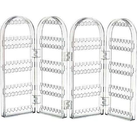 Porta orecchini in acrilico pieghevole da 240 fori, organizer per ganci per gioielli, espositore per orecchini con supporto per collana a 3 pieghe e doppia faccia