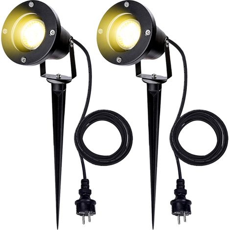 Wolketon 2X LED Gartenstrahler mit Erdspieß Gartenleuchte Gartenbeleuchtung Wasserdicht IP65 6W Warmweiß