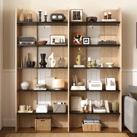 Libreria alta 160 cm, autoportante con 5 ripiani, grande capacità, ripiani a giorno, libreria moderna per soggiorno, studio, ufficio e home office. (1/5)