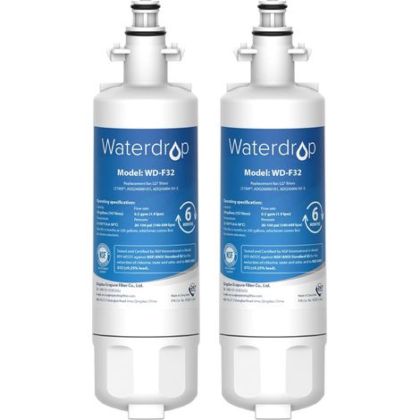 Waterdrop 257760 Fridge Water Filter, Compatible with CNRAH-257760 125950 NR-B53V1 NR-B53V1-WB/X1D NR-BG53V2 NR-BG53VW2 NR-B53V2-XE NR-B54X1-WB/E EcoAqua EFF-6032B AHH -P-PCN (2X) (1/5)