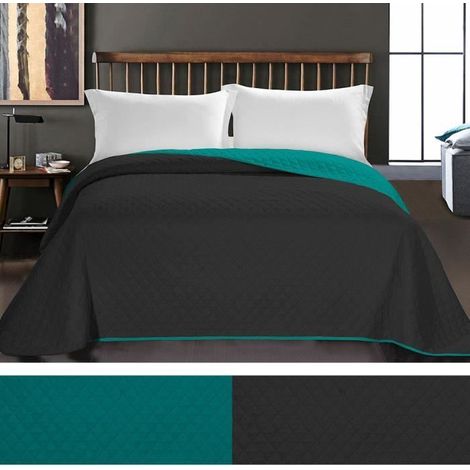 Filiyano-Couvre-lit - MYNE - Axel - Réversible - Microfibre - 170 x 270 cm - Bleu marine/gris anthracite (1/4)