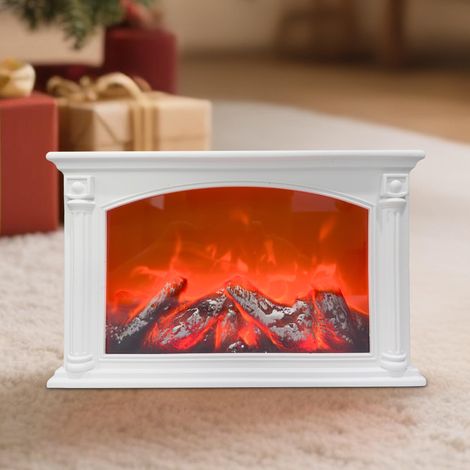 Lampe de cheminée électrique LED avec effet flamme, blanc (1/5)