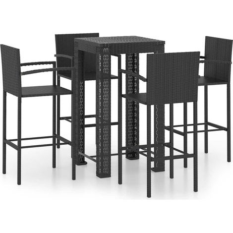 Maison Exclusive - Set Bar da Giardino 5 pz con Braccioli in Polyrattan Nero (1/5)