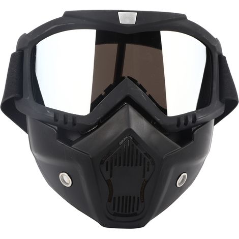 1 Casque demi-jet, polycarbonate, lunettes amovibles, filtre buccal, visière anti-poussière, moto (1/5)