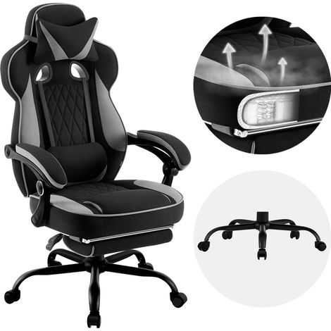 WOLTU Silla Gaming, Silla Giratoria Ergonómica, Tela de Malla Transpirable, Negro+Gris