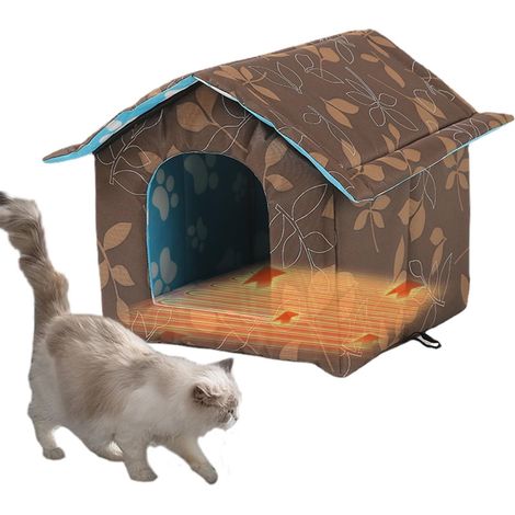 Niche pour Chat Chien Chauffante - Coussin Auto-chauffant Imperméable - Maison Pliable Intérieur/Extérieur - Pour Hiver et Animaux (1/5)
