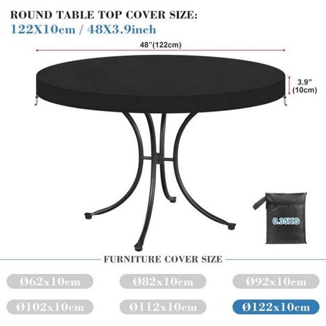 Housse table jardin ronde - imperméable - anti-UV - Ø122×10 cm - 1 pièce (1/4)