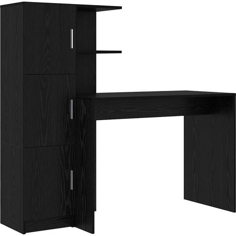 2 pcs Bureau D'ordinateur - Bureau Informatique Chêne noir fr12071 (1/5)