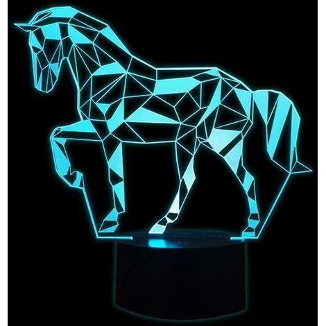 3D Lampe Illusion Optique LED Veilleuse pour Enfant, Lampe 3d Cheval 7 Couleurs Changeantes Lampe de Chevet Tactile Chambre Déco Lampe Cheval avec Câble USB 1000 pcs (1/5)