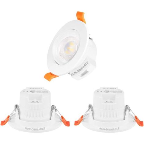 Petit Lampes Spots de Plafond a LED Encastrables Orientable 5W Angle de Faisceau 38° CCT Ajustable 3000K 4000K 5000K Pas Dimmable Diamètre Percage 65-80MM Lot de 3 (1/5)