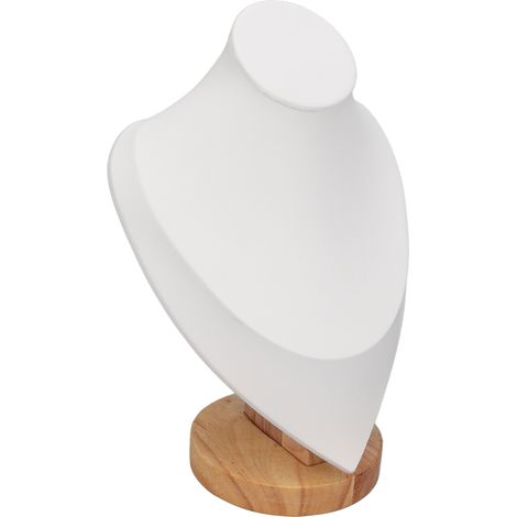 Présentoir à colliers polyvalent et élégant en bois, buste à bijoux blanc, idéal pour la maison, les bijouteries et les salons professionnels. (1/5)