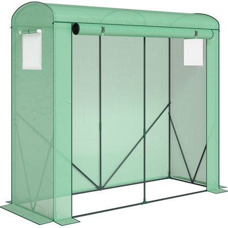 Serra da giardino in acciaio con finestre a rete e porta arrotolabile 200 x 75 x 188 cm verde (1/5)