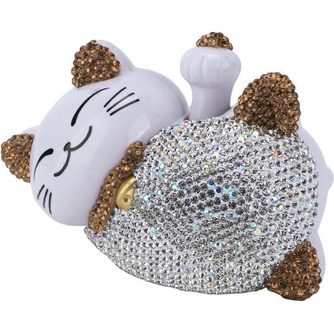 Décoration intérieure de voiture Fortune Lucky Cat, strass brillants, ornement universel pour console centrale et tableau de bord (1/4)