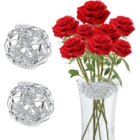 Kenzan Blumen-Igel Ikebana Stielhalter - Blumenstiel Hanataba - Blumenarrangement für Vasen zu Hause - Silberne Blumendekoration 2 Stück. (1/5)