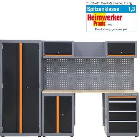 Werkstattwand 13-tlg. Werkstattschranksystem modular 260 x 183 cm Stahl Werkstatteinrichtung orange (1/5)