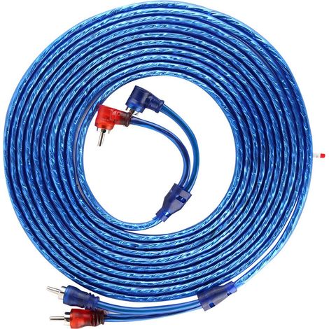 5m Câble connexion audio RCA auto bleu transparent très souple blindé cuivre aluminium 1 pc (1/5)
