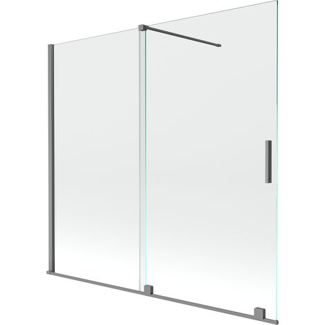 Mexen Velar Duschwand 2-flügelige Schiebetür 170 x 150 cm, transparent, Gun Metal - 896-170-000-01-95 (1/5)