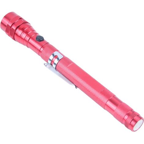Tragbare, flexible und einziehbare teleskopische LED-Taschenlampe mit magnetischem Aufnahmewerkzeug (Blitz), Batterie (im Lieferumfang enthalten), rot.