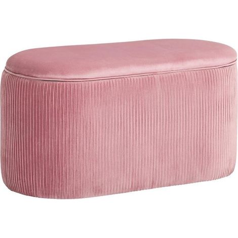 Baúl banco acolchado de estilo retro con acabado de terciopelo, dimensiones 81 x 40 x 41 cm, color rosa viejo (1/5)